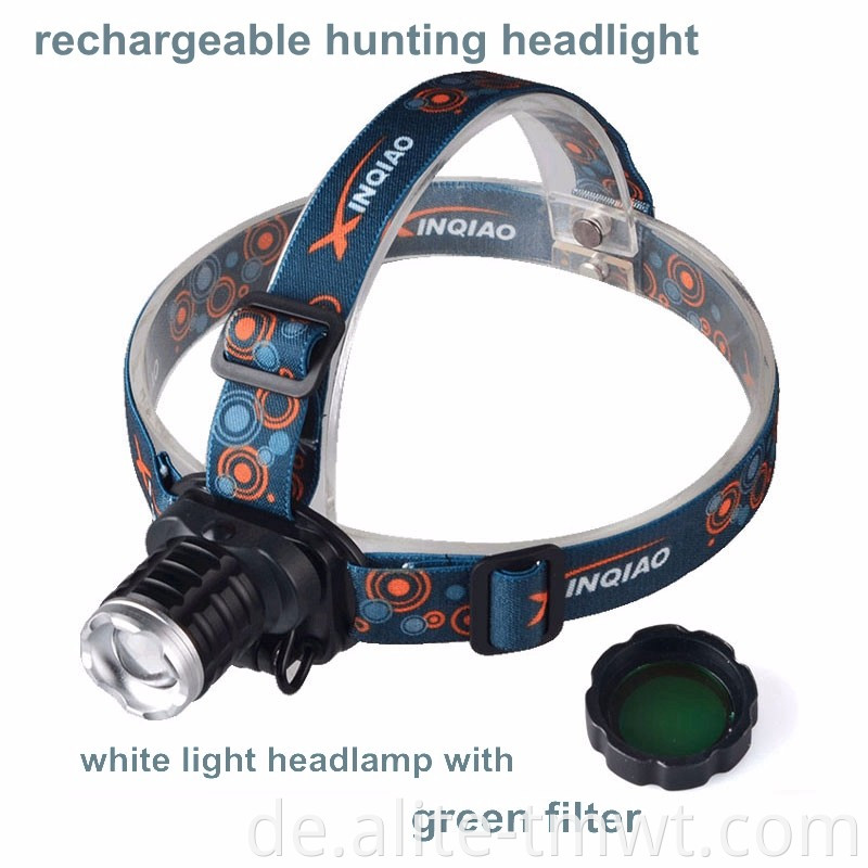 Zoom wiederaufladbare Scheinwerfer -LED -Koonjagd -Scheinwerfer mit grünem Licht